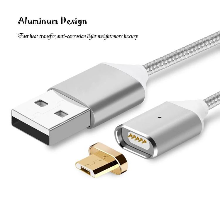 Nylon woven 3 in 1 magnetic usb cable with fast charging for phone