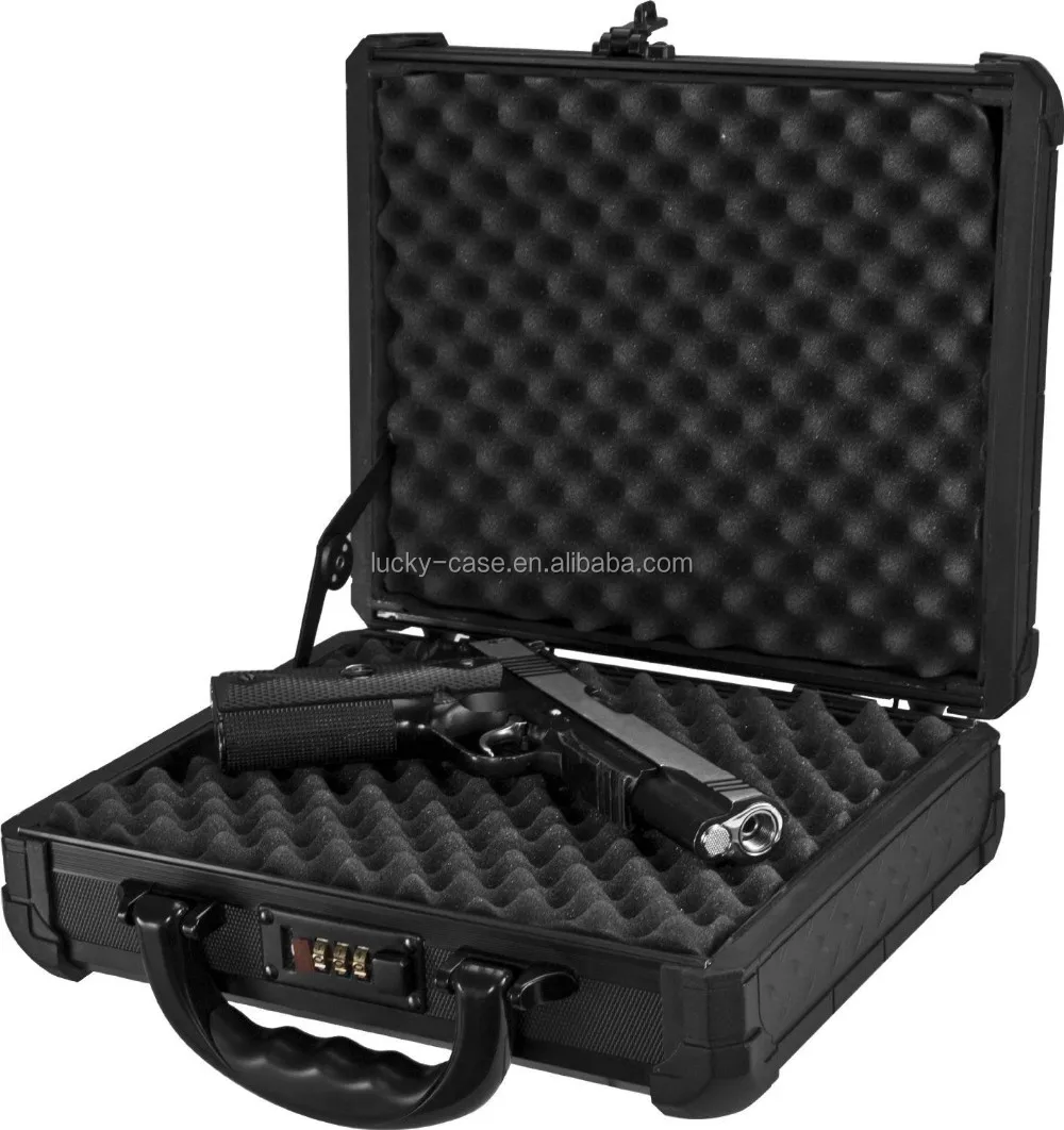 Aluminum Traveling Pistol Case Gun Gear Hard Case 2 Layer Foam Padding