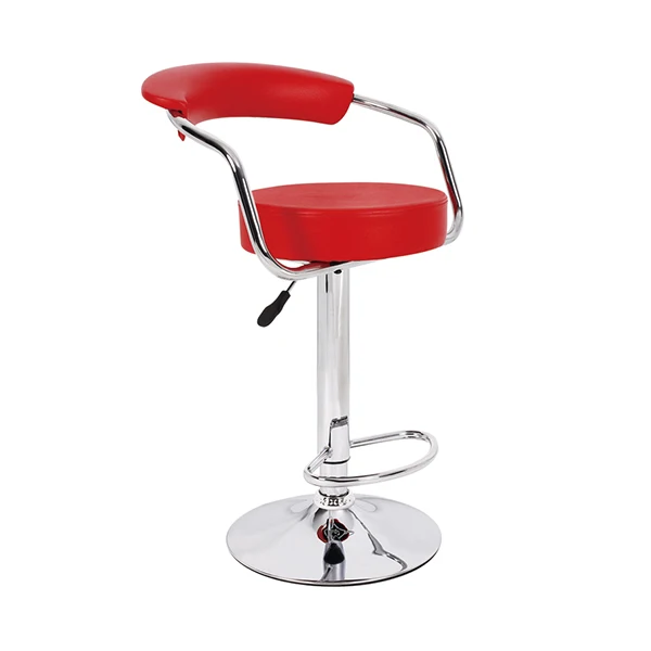 stainless frame modern adjustable swivel PU Bar Stool chair with round seat