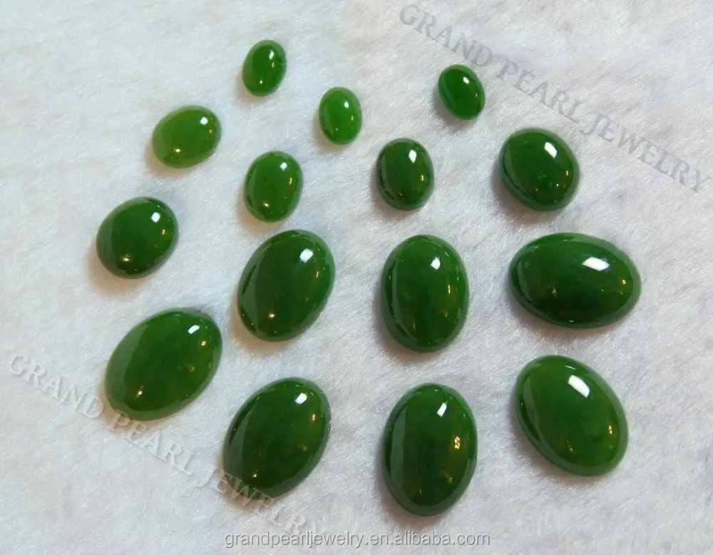 10Pcs Green Jade Oval CAB CABOCHON 14x10x5mm 