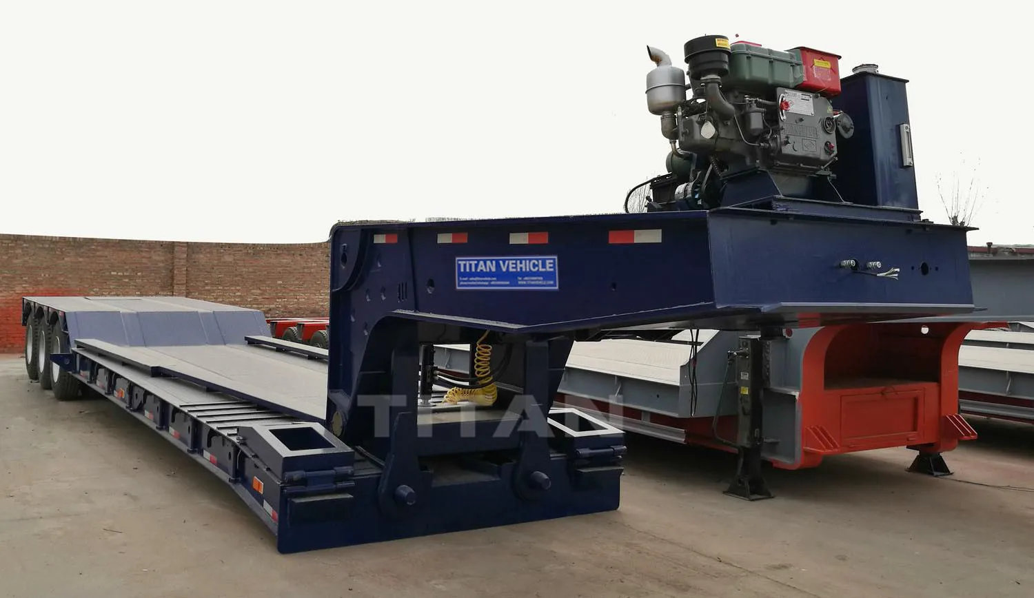 Excavator Steering trailer 4 axles 150 ton 6 wheeler folding goose neck detachable tri-axle 60 ton 80 ton lowboy trailer