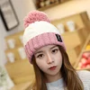 wholesale thick warm lady winter assorted colors acrylic pom pom knitting beanie hat