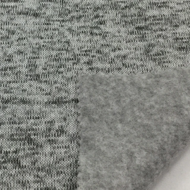 
Grey Melange 100% Polyester Hacci Knit Fabric Fleece for Sweater 