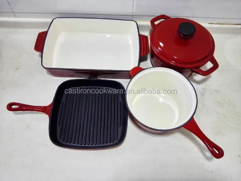 4 Pieces Enameled Cast Iron Parini Cookware Set Buy Cast Iron Parini
