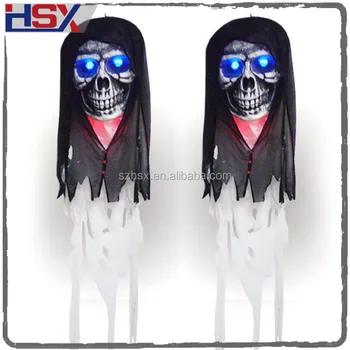 With Led Lighting Up Eyes Hanging Skull Head Life Size Outdoor