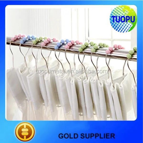 Stainless Steel Curtain Rings,Metal Roller Ball Shower Curtain Rod Clip