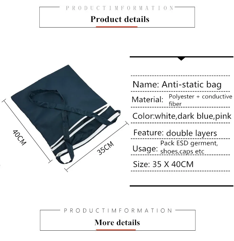 Anti-static Lint Free Fabric Bag,Esd Fabric Bag For Cleanroom Esd Bag ...