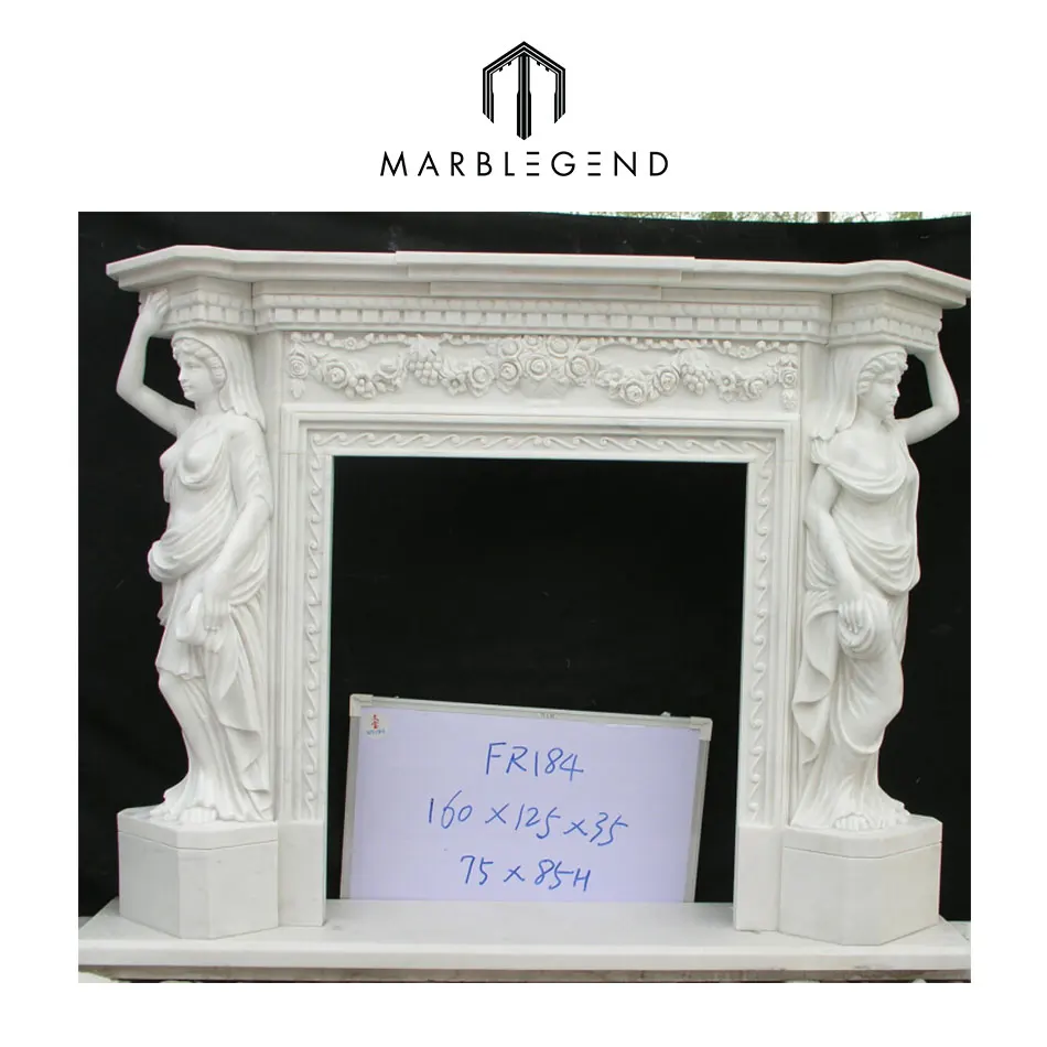 China Supplier Of Fireplace Surrounds Mantel For Fireplace White Marble