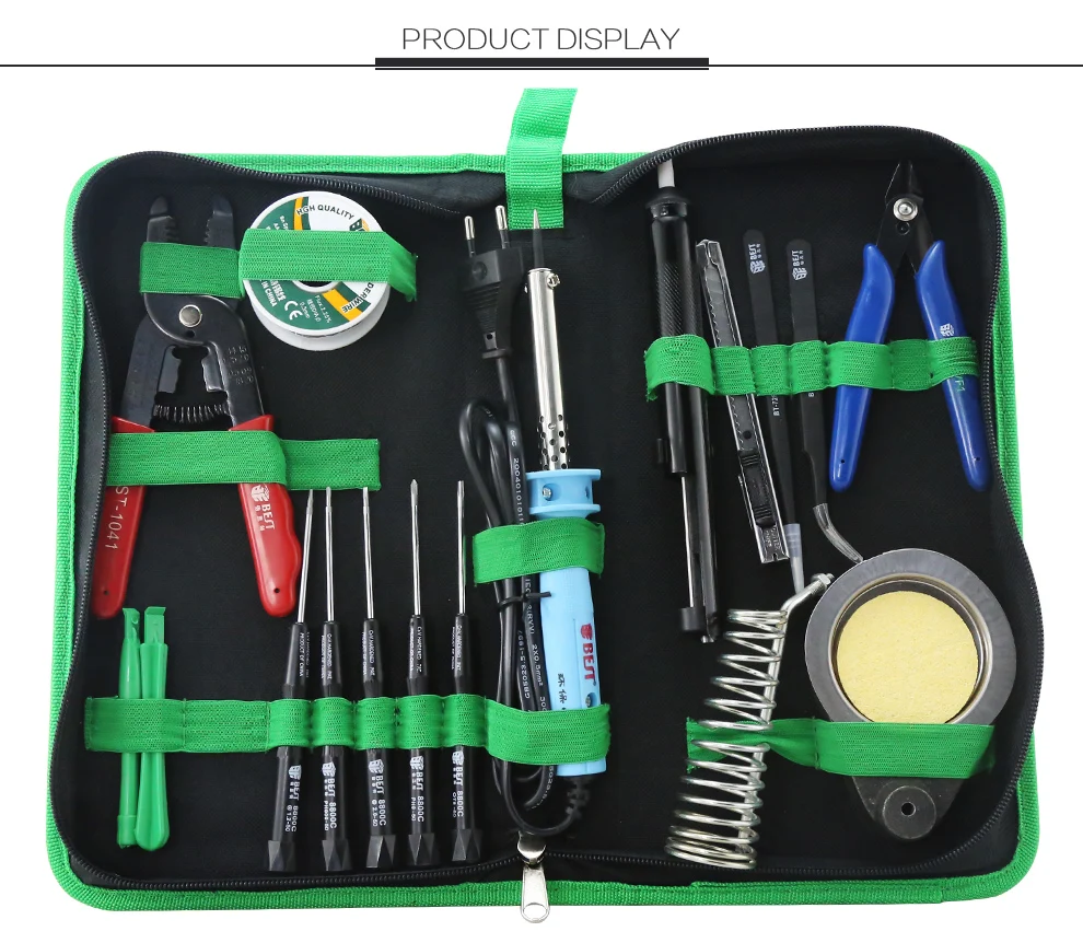 BST-113B 16pcs Multi-function Opening Pry Repair Tool Set Cell Phone Repair Screwdriver Set Electric Soldering Iron Tool Kit Set
