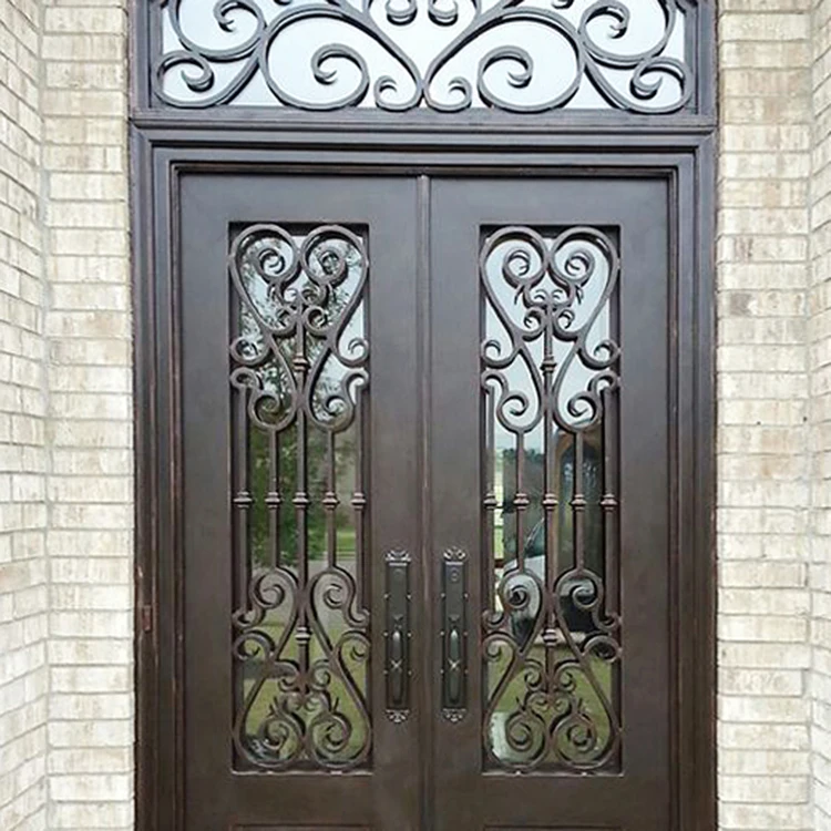 Luxury Villa Front Entry Wrought Iron Door With Sidelight - Buy Wrought 