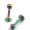 Anodised steel barbell lip spiked piecing stud Rings