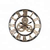 40cm diameter Handmade Oversized 3D retro rustic decorative luxury art big gear wooden vintage large wall clock for gift