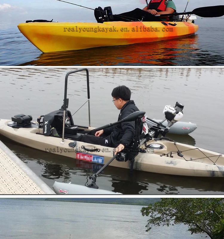 fishing sit on top ocean kayak with pedals and rudder