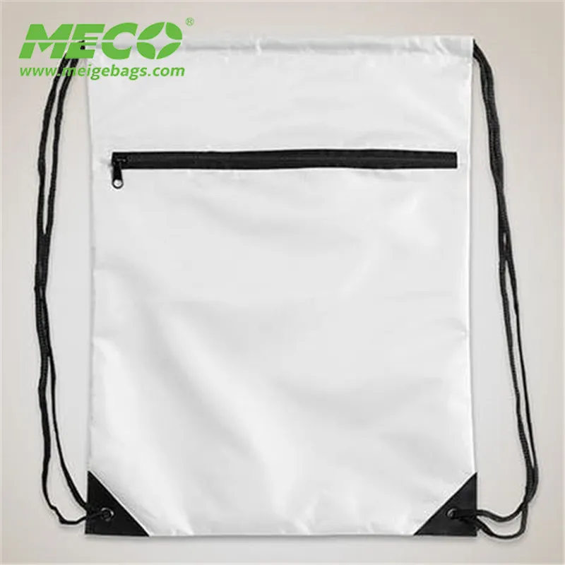 Recyclable Nylon Value Drawstring Bag With Front Zipper Buy Zipper