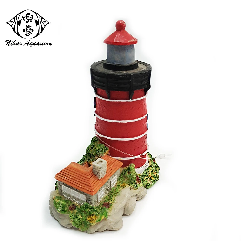 Home Small Fish Tank Resin Decorative Aquarium Ornaments Lighthouse For