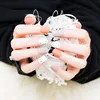 24pcs frosted false Nails Elegant Fresh Green Leaves Square Short Full Cover korea Style Jump color series Artificial Nail Tips
