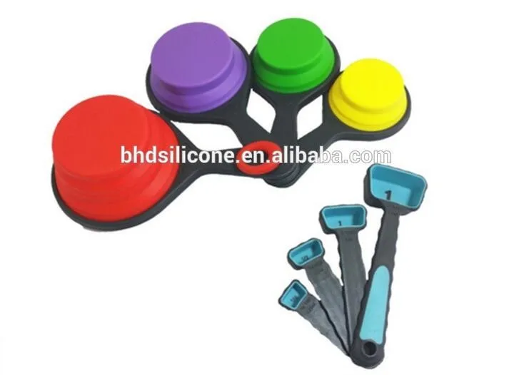 Benhaida Collapsible Portable Silicone Measuring Cups & Spoons 8piece