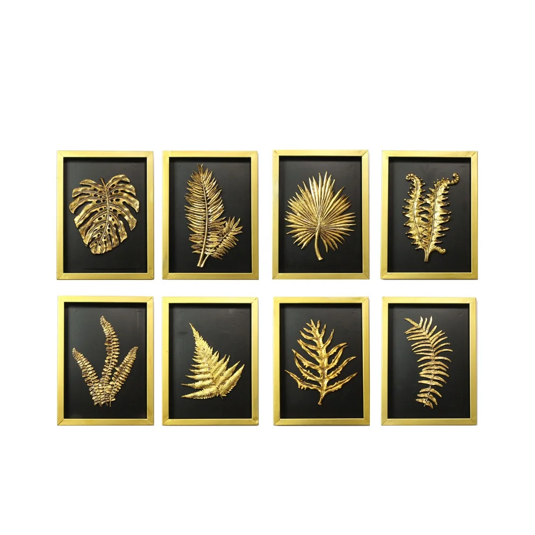 Resin goldleaf sculpture cement board maple leaf wall decor factory