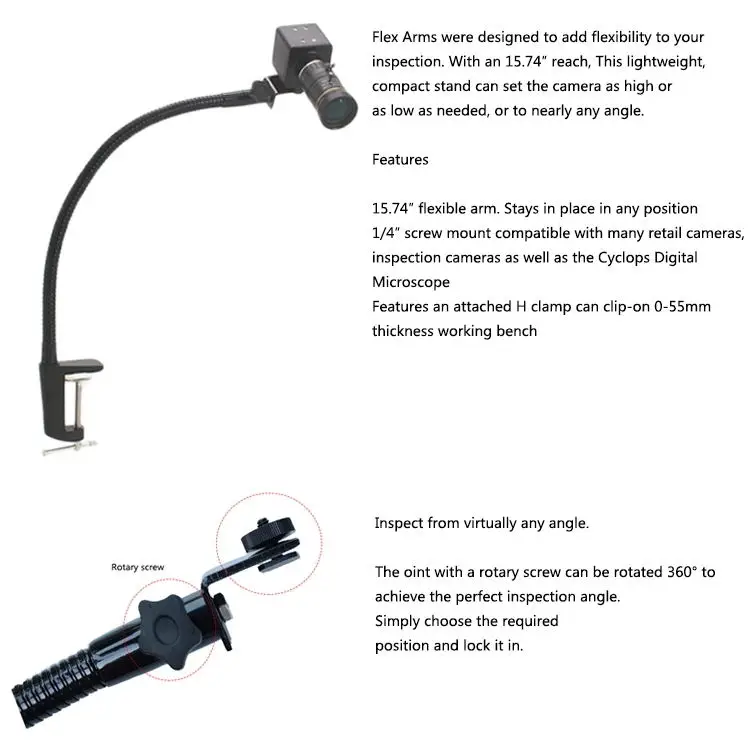 OK11 Gooseneck mount Stand Adjustable Flexible Clamp Clip Arm for Industrial Camera Accessory