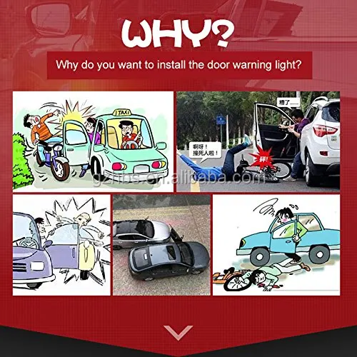 Wireless Car Door Safety Warning Light Automatic Anticollision Led