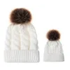 2019 hot sale stock custom winter women and children fake fur ball winter fashion beanies hat