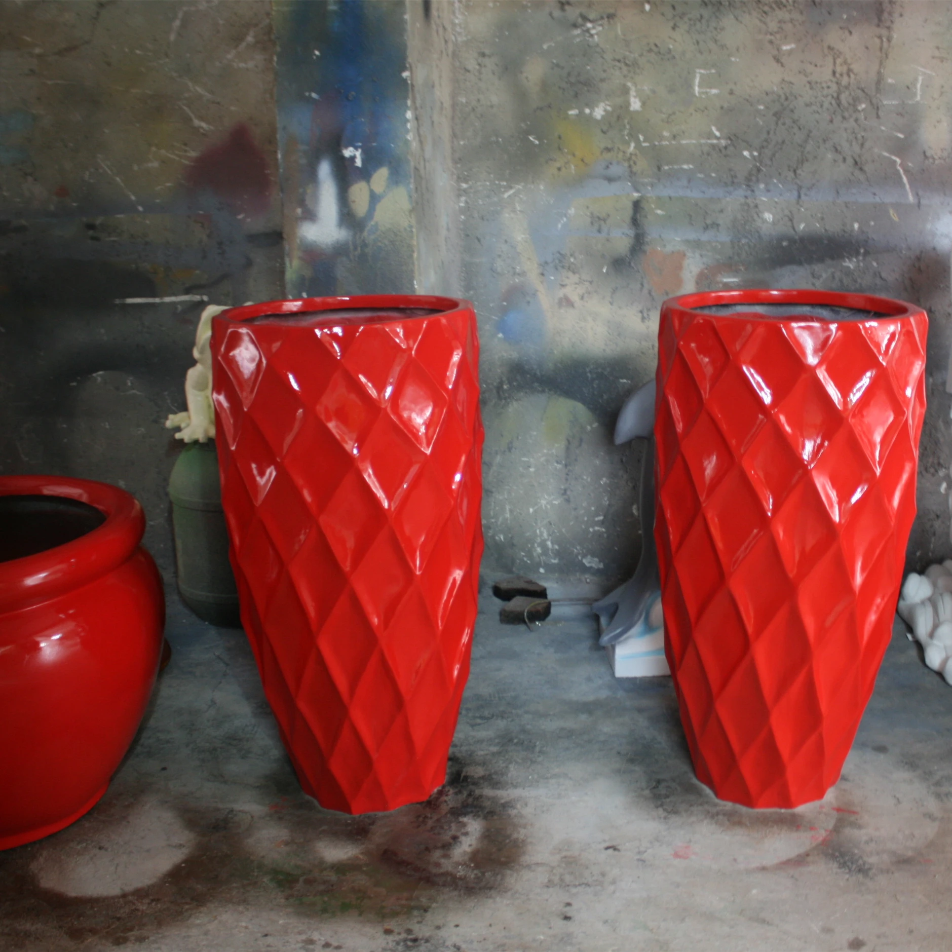 Fiberglass Frp Grp Garden Flower Pot Giant Flower Pot Wall Mounted