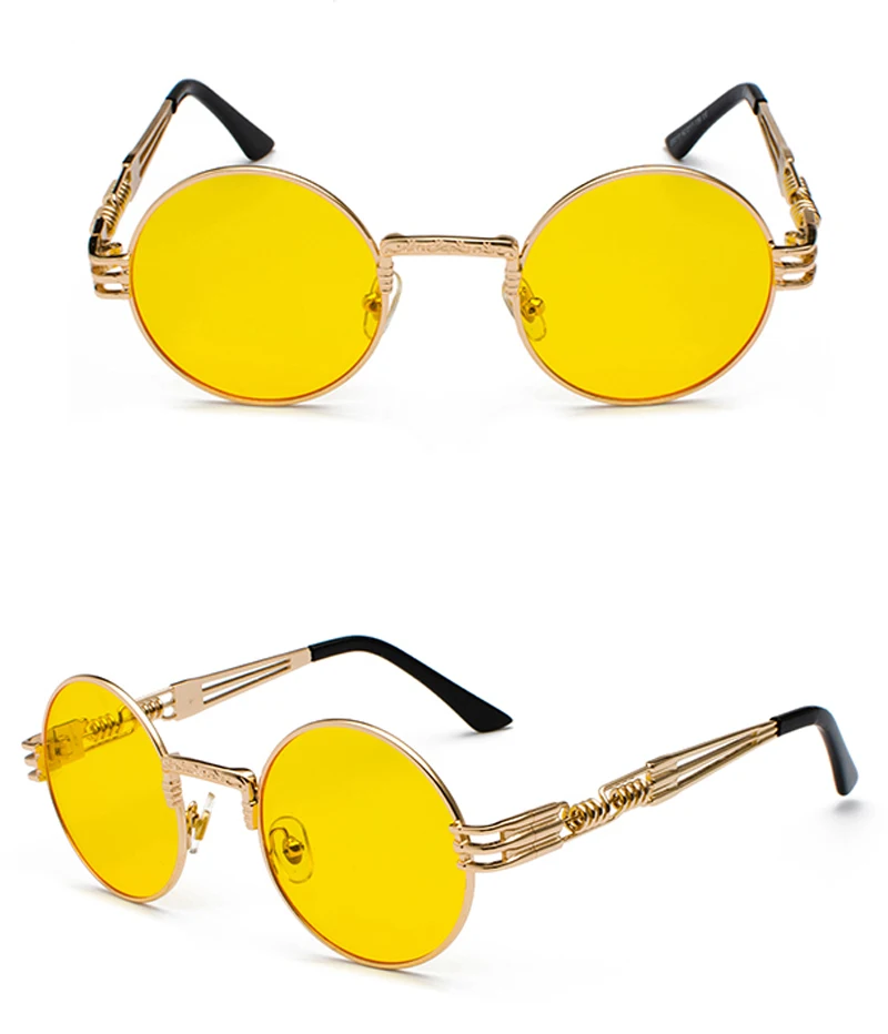 Coucou vintage rétro gothique steampunk miroir lunettes de soleil or et noir lunettes de soleil vintage ronde cercle hommes UV lunettes de soleil Coucou vintage rétro gothique steampunk miroir lunettes de soleil or et noir lunettes de soleil vintage ronde cercle hommes UV lunettes de soleil
