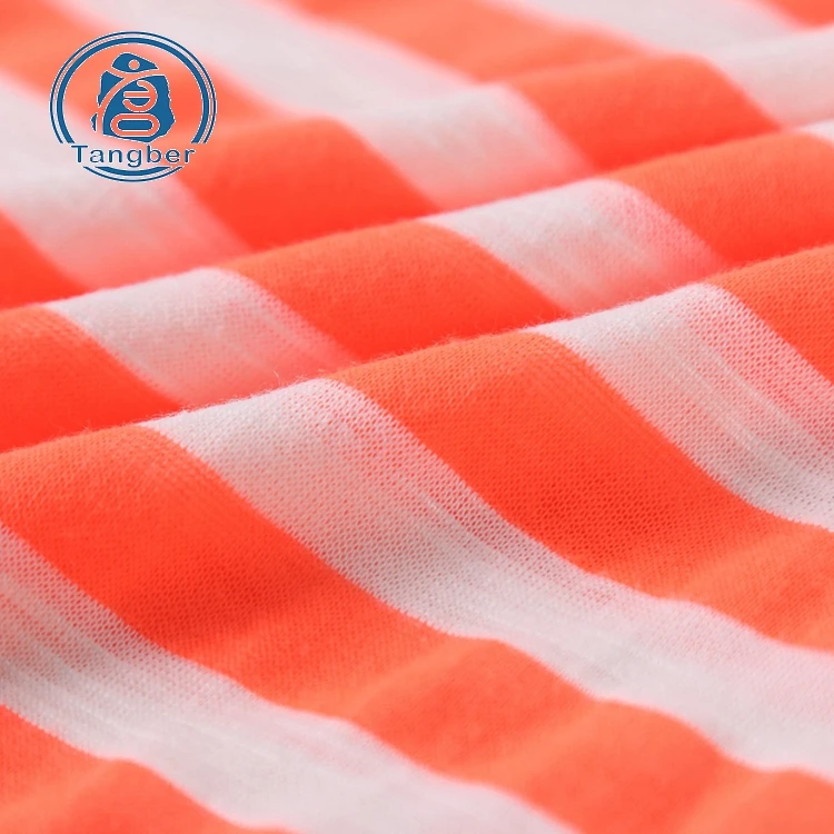 High Quality 100 Cotton Slub Feeder Stripe Knitted Yarn Dyed Fabric