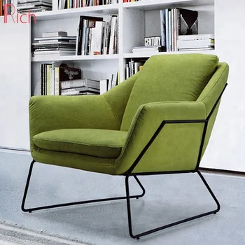 China Furniture Fabric Reception Hall Chair Metal Frame Single Seater Sofa Chairs