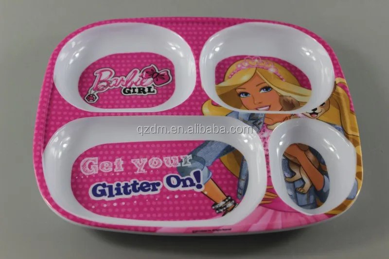 100% Mealmine 4 Divide Plate, Melamine Dinner Plate For Kids