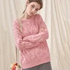 Custom wool women stylish cable knit pullover sweater