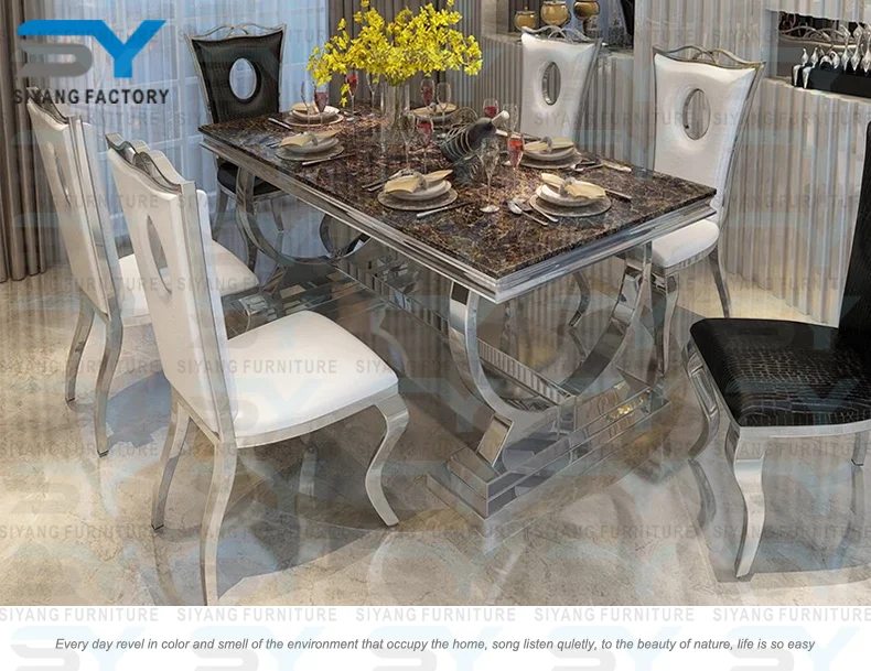 Stainless Steel Furniture Dining Table Set Restaurant Tables Chairs Custom Granite Dining Tables Ct002 Buy Restaurant Tables Chairs Dining Table Set Custom Granite Dining Tables Product On Alibaba Com