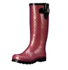 Manufacture Fashion Custom Print Rain Shoes Ladies Wellington Boots With Buckle