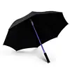 New Development 7 Color Changing Night Walking Protection Battery Powered 210t Pongee Straight Umbrella With Lighted Handle