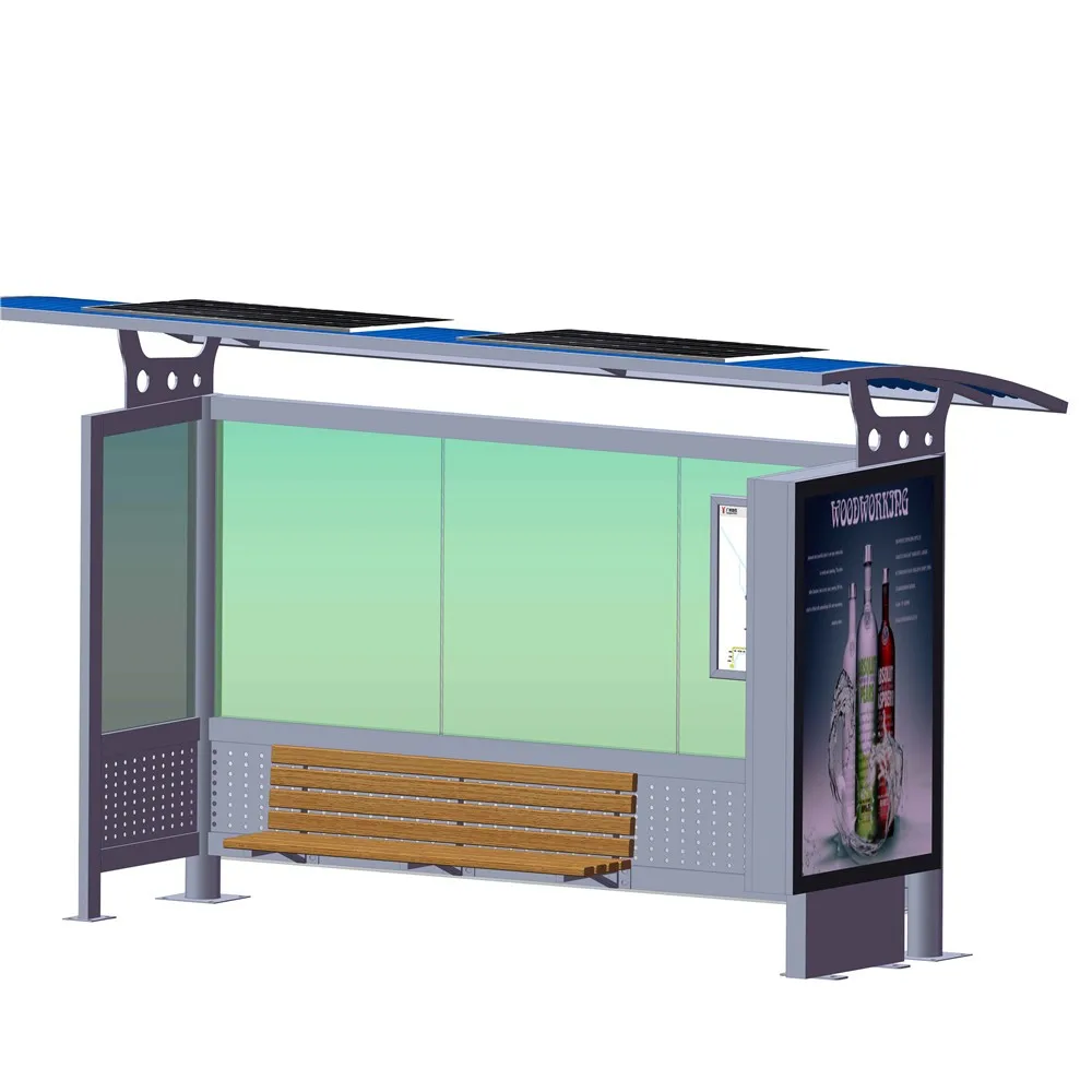 product-YEROO-Outdoor Advertising Bus Stop Shelter Steel Structure Design With Light Box-img-5