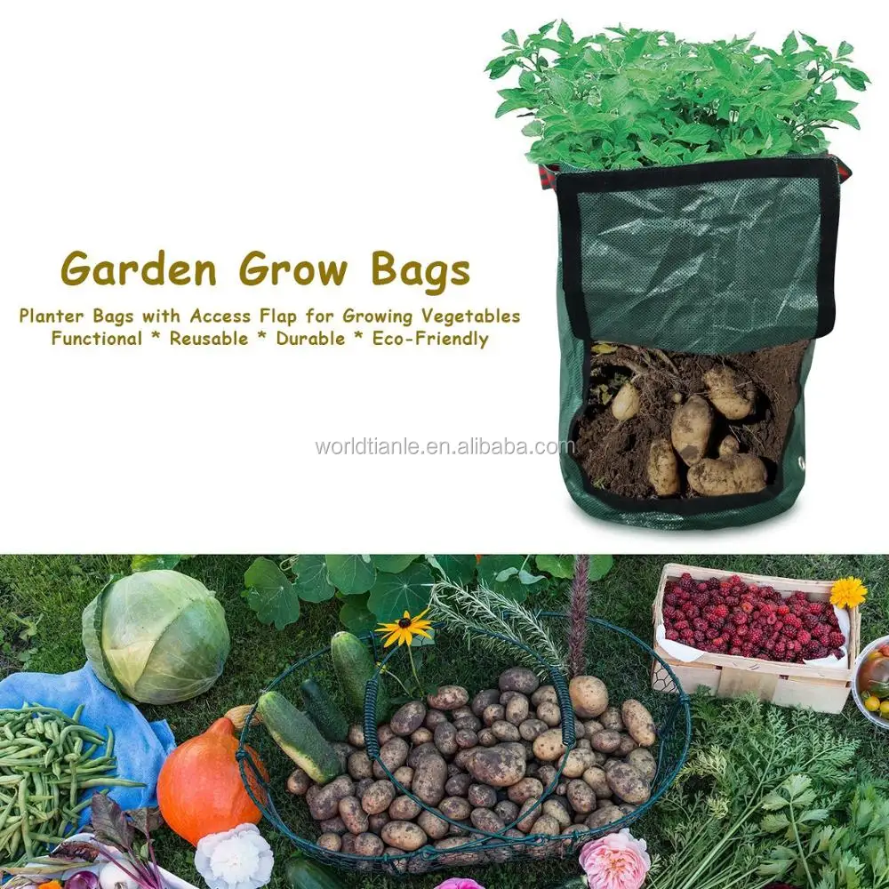 Garden Potato Grow Bags With Flap Bag Vegetables Planter Handles And Access For Carrot Planting Garden Potato Grow Bags With Flap Bag Vegetables Planter Handles And Access For Carrot Planting
