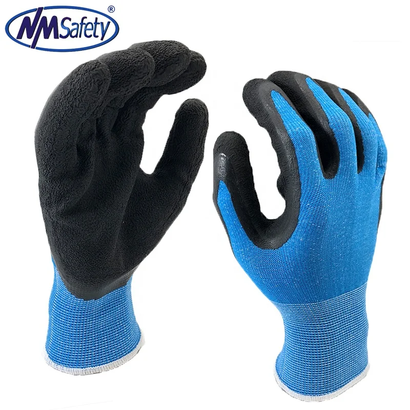 NMsafety ANSI A5 13 gauge Nylon+UHMWPE+Glassfibre liner double coated sandy nitrile gloves