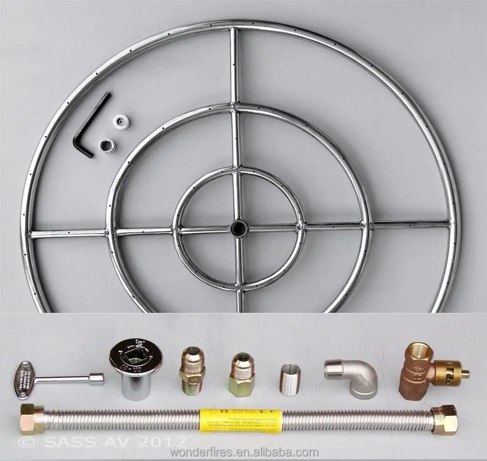 6" 12" 18" 24" 30" 36" Stainless Steel Fire Pit Burner Ring KIT for Natural gas 