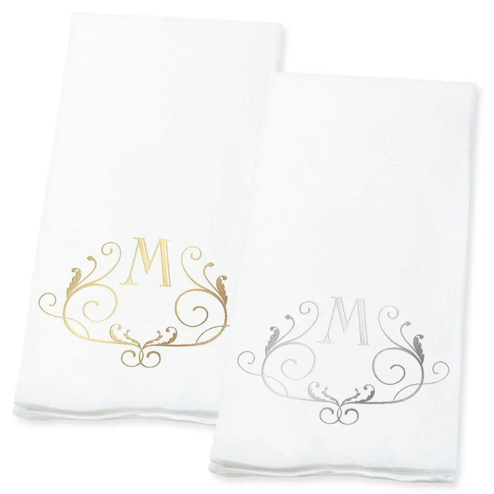Lillian Vernon Scroll Personalized Monogram Line-Like Hand Towels (Set of 100)- 50% Cotton 50% Paper Blend, 13" by 17" Open and 4 1/2 by 8 1/2 Closed, Weddings, Anniversary, Dinner Party Supplies