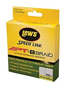 Lew's Fishing Lews Fishing Apt-8 Braid Speed Line, 150 yd, 0.007" Diameter, 20 Lbs Breaking Strength, Yellow