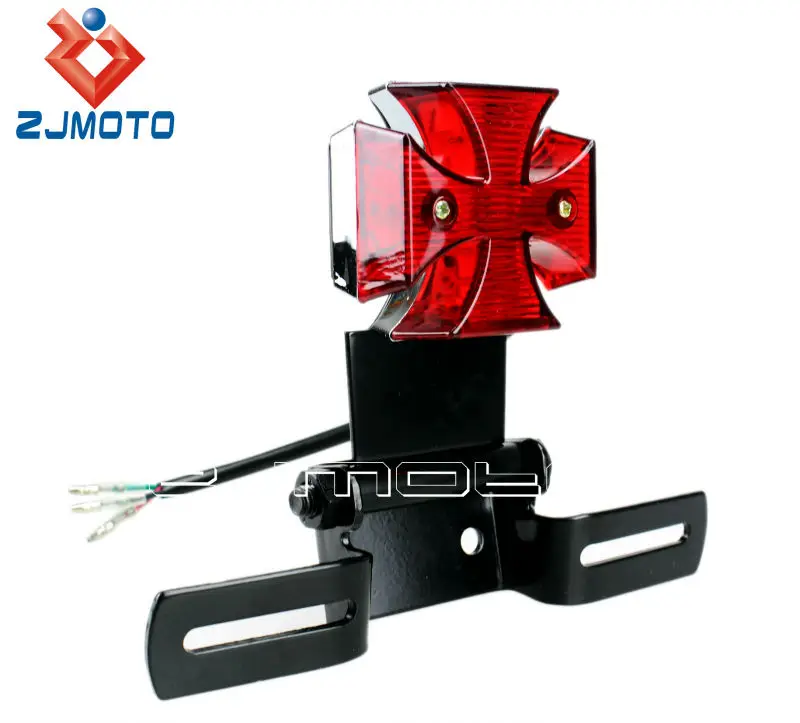 Led Maltese Cross Tail Light Iron Cross Side Mount Licence Plate Tail