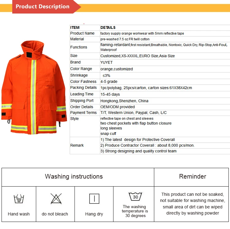 Factory Direct Sale Safety Fire Fighting Protective Clothing / Fire