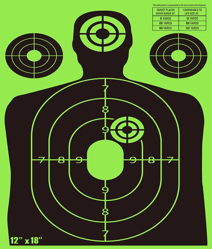 25 Red & Black  Silhouette gun rifle paper shooting targets 12X18 