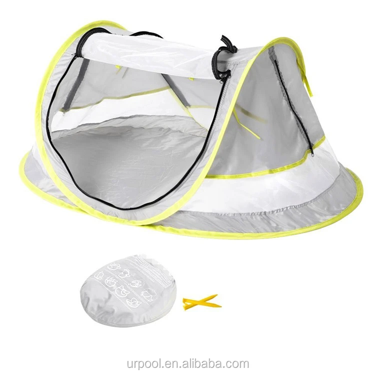 Baby Pop-up Beach Tent with Sleeping Pad and Mosquito Net 2 Pegs Insfant UPF 50+ Travel Bed for Newborn B 1 Portable Bag 