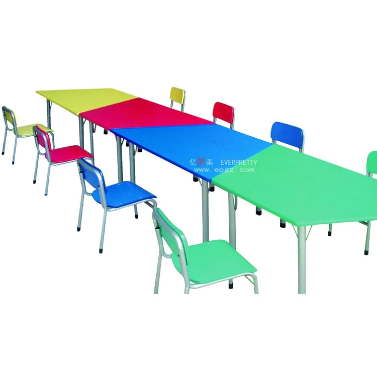 Children School Desk Trapezoid Combination Study Desk And Chair