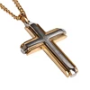 Unique pattern damascus steel jesus gold plated cross necklace for men