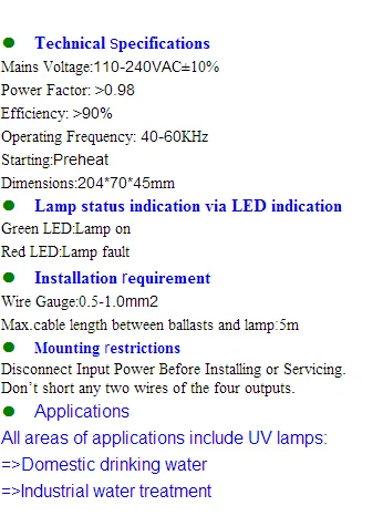 uv light ballast