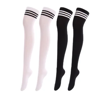 Black And White Stripe Japanese Style Women Thigh High Socks - Buy Black And White Stockings 