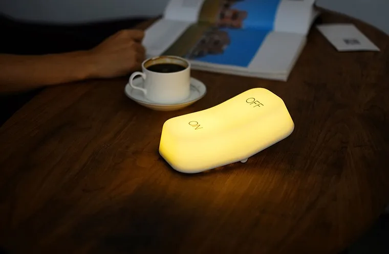 Novel LED baby night light with ON-OFF button shape and gravity sensor
