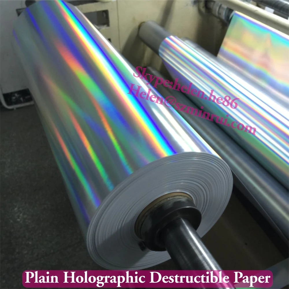 high quality plain hologram destructible fragile paper sheettamper